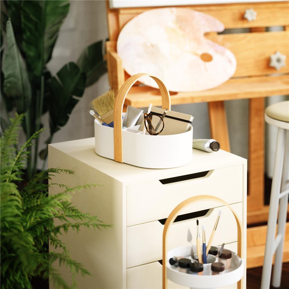 Umbra Bellwood Caddy mit herausnehmbarer Trennwand, Organizer für Kosmetik in Weiß/Natur