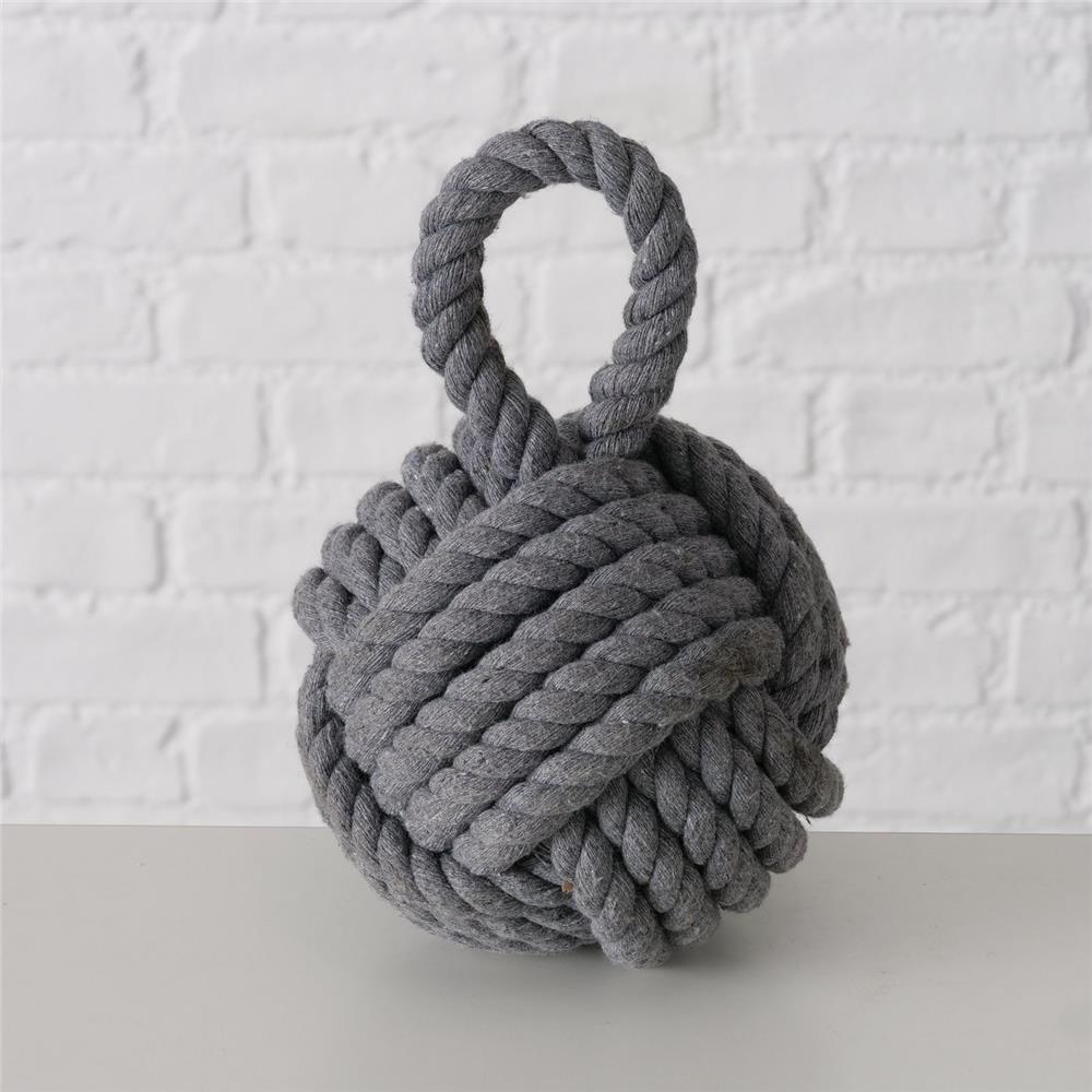 BOLTZE Türstopper als Knoten Zuber in Grau 23x15cm aus Jute mit praktischer Schlaufe