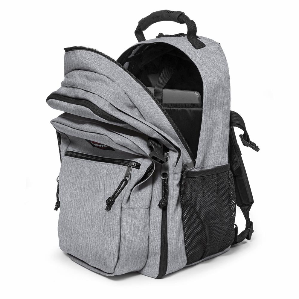 Eastpak TUTOR, Großer Rucksack, Sunday Grey (grau), 39L, mit Flaschenhalter und Laptopfach