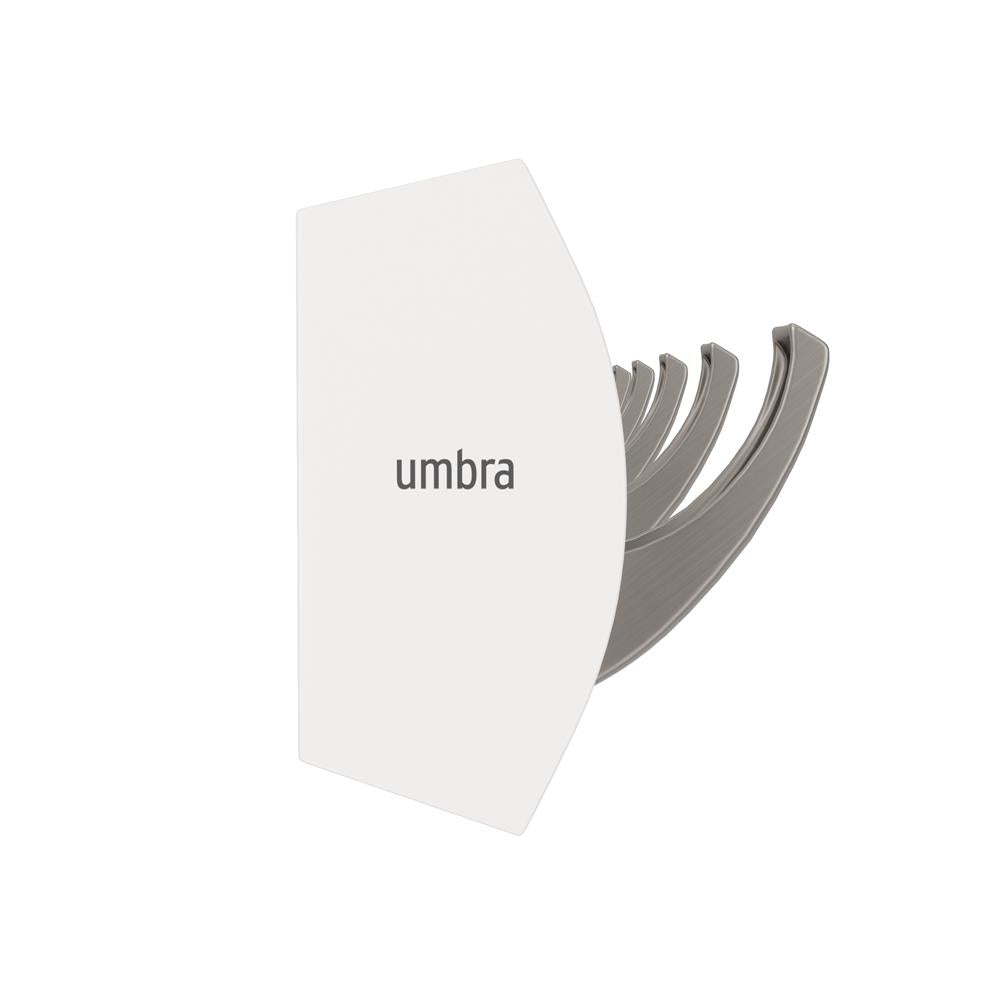 Umbra Flip Wandgarderobe, Garderobenleiste in Weiß, mit 5 beweglichen Haken in Silber