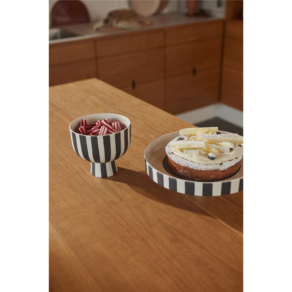 OYOY Toppu Schale - 15x13 cm, Schwarz/Weiß gestreift - vielseitig als Obstkorb, Blumentopf, Vase