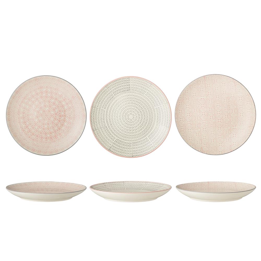 Bloomingville Cécile Teller, 3er Set, Bunt, 25cm, Steingut, dänisches Design