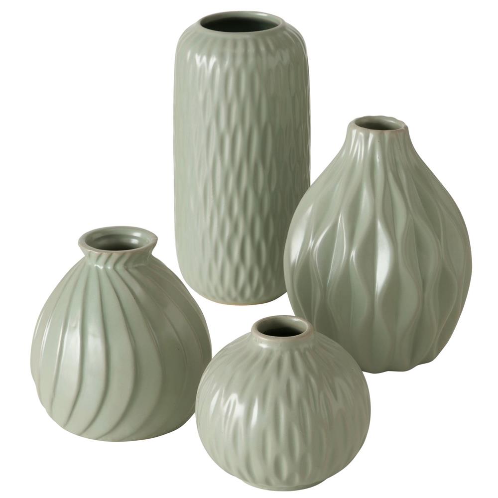 BOLTZE Vase Zalina 4er Set Keramik Grün Matt