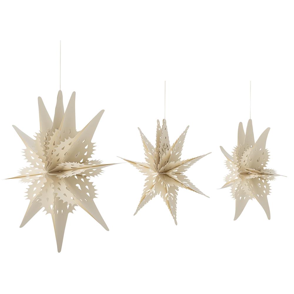 Bloomingville Ilo Stern Weiß Papier 3er Set Weihnachtsstern zum Aufhängen