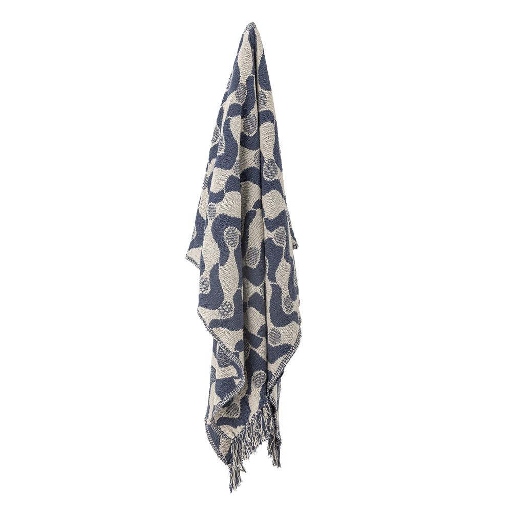 Bloomingville Santena Decke blau 160x130 cm aus recycelter Baumwolle – Wohndecke Kuscheldecke