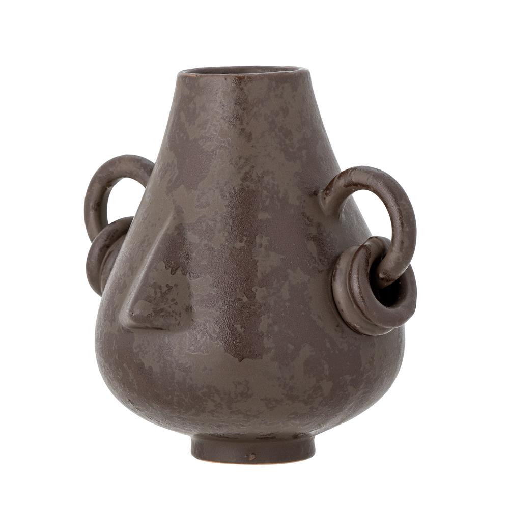 Bloomingville Tarun Deko‑Vase aus Steingut in Braun – skulpturale Vase für Wohnzimmer & Sideboard