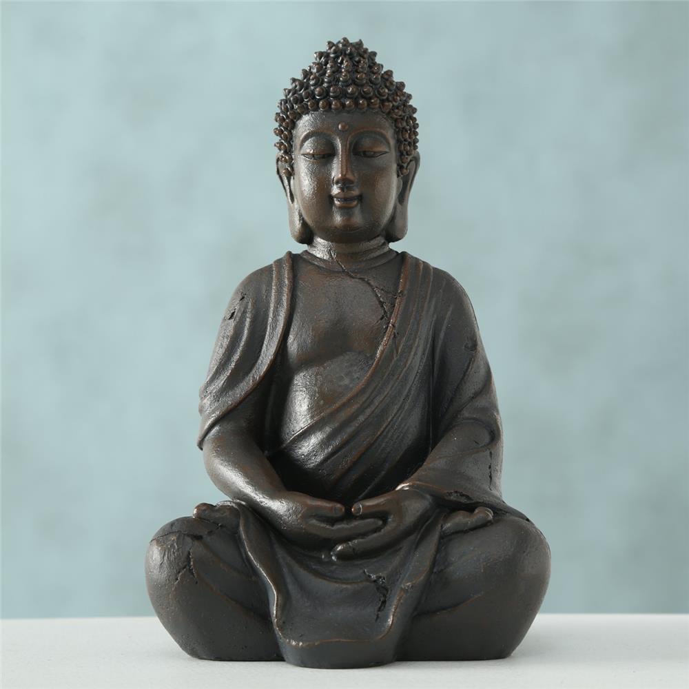 BOLTZE Dekofigur Buddha sitzend 20 cm Braun Feng-Shui Ethno Design