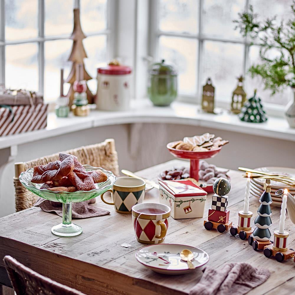 Bloomingville Vadim Weihnachtsmann-Zug – 51 cm Weihnachtsdeko aus Holz mit Kerzenhaltern, dänisches Design