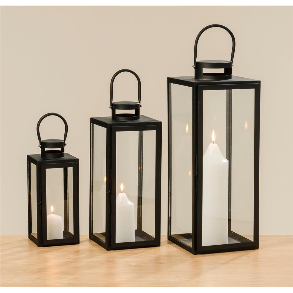 BOLTZE Laterne Arana 3er Set Schwarz Metall Windlicht Kerzenhalter Skandinavisches Design