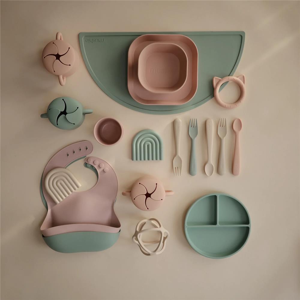 Mushie Kinderbesteckset Gabel und Löffel, Sage, BPA-frei