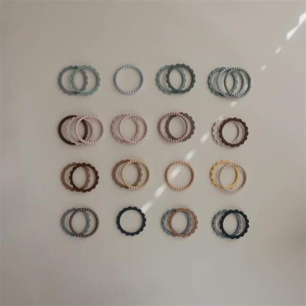 Mushie Beißring Perlen 3er Set, Clary Sage/Tuscany/Desert Sand, Armband aus Silikon, BPA-frei