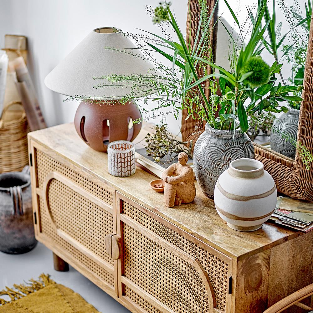 Bloomingville Damian Deko-Vase, Grün, Terrakotta, 22 cm, für Trockenblumen, rustikal