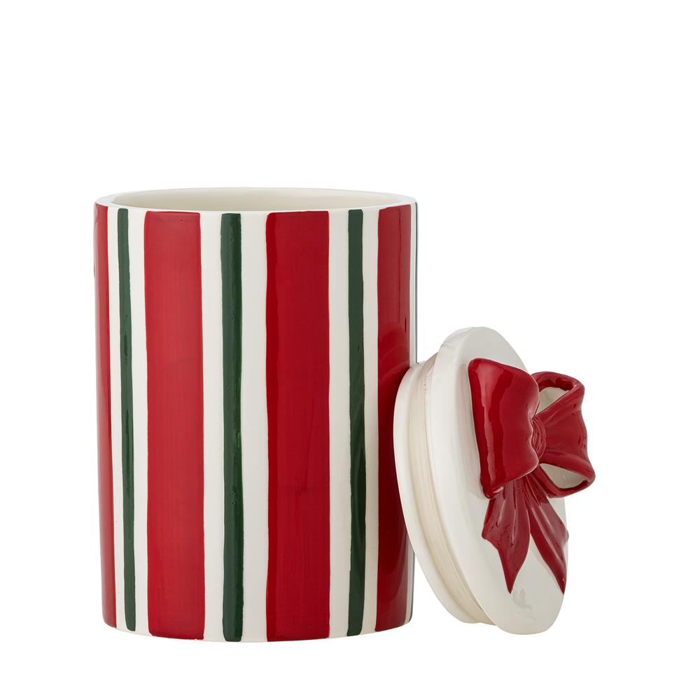 Bloomingville Marnia Gefäß mit Deckel Rot Steingut 1060 ml Weihnachtsdose
