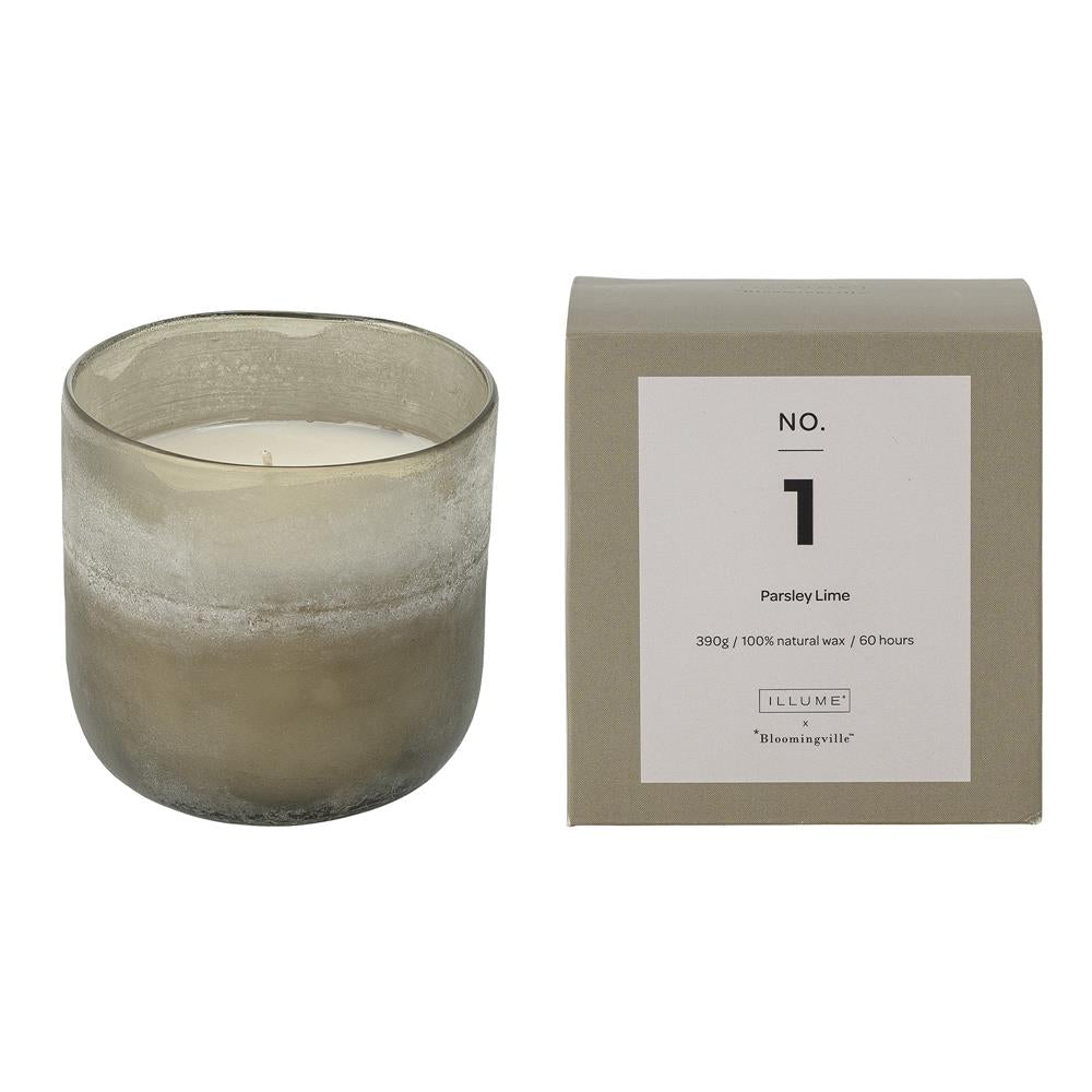 Bloomingville NO. 1 - Parsley Lime Duftkerze, Grün, Natürliches Wachs, 390G - 60 Hour - Gift Box - D10xH10,5 cm