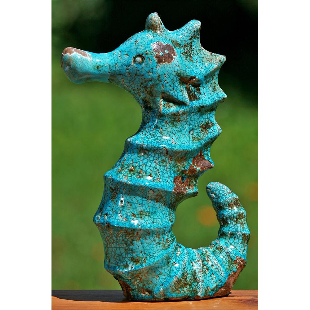 BOLTZE Figur Fina Seepferdchen in Türkis, 35cm, aus Terrakotta