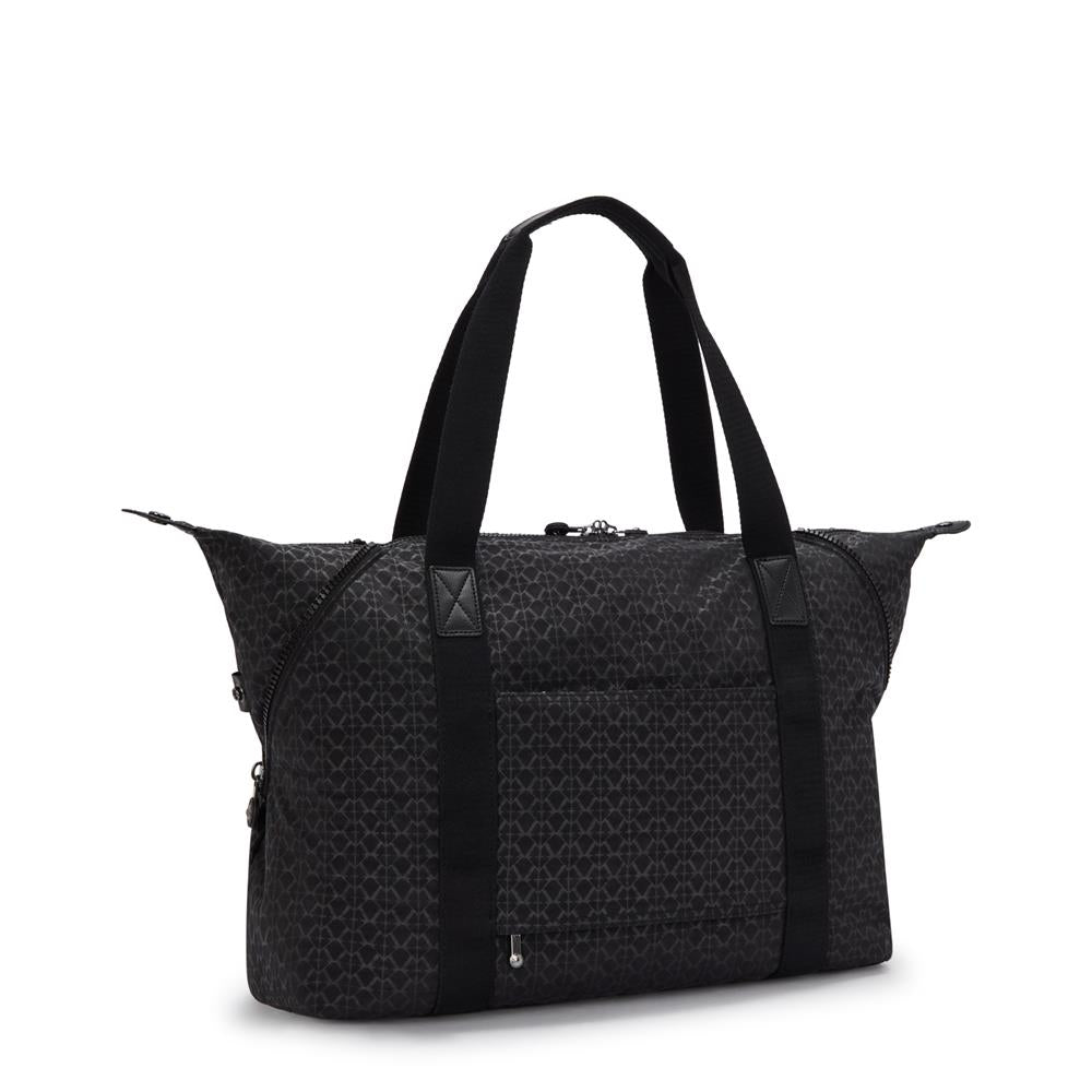 Kipling ART M, multifunktionale Tragetasche, Signature Emb (schwarz), Reisetasche mit Trolleyhalterung