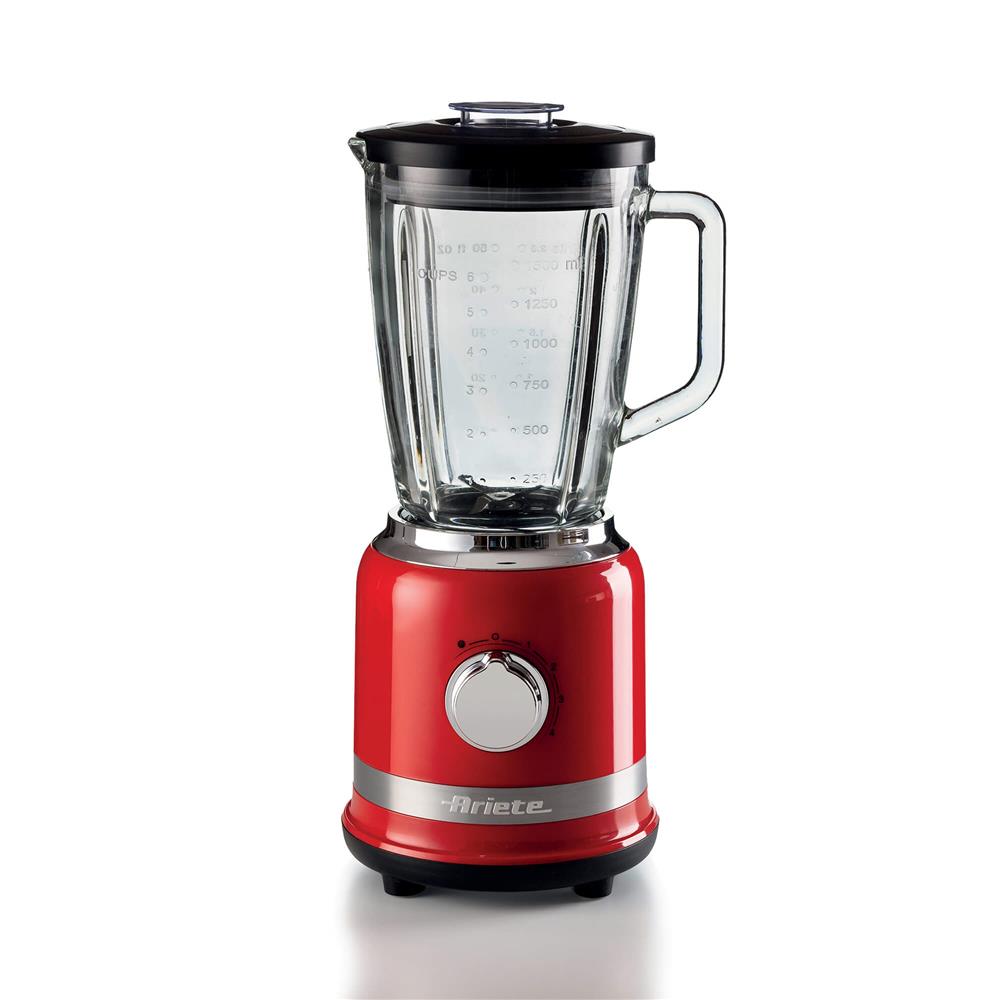 Ariete Moderna Standmixer, Rot, Glasbehälter 1,5L, Smoothie Maker, Modernes Design