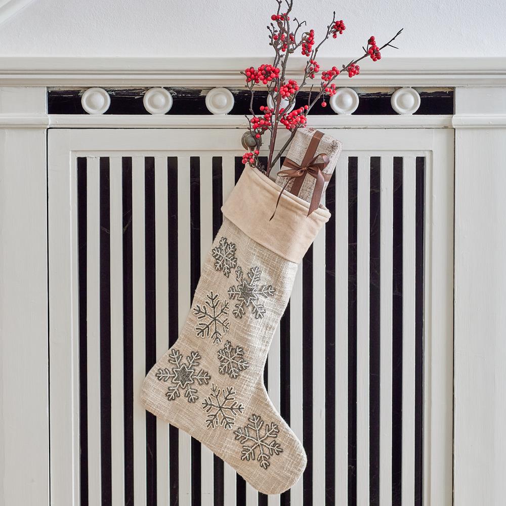 Bloomingville Ahsan Deko Weiß Baumwolle Weihnachtsstiefel zum Aufhängen