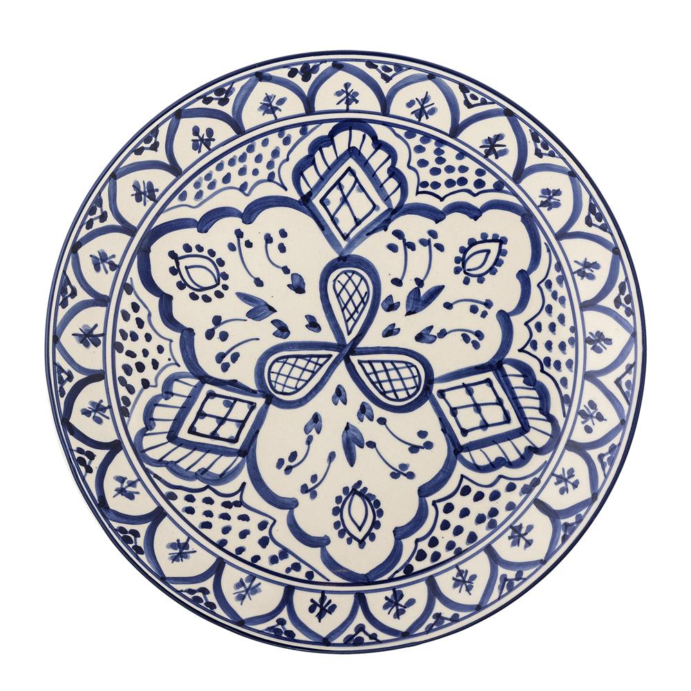 Bloomingville Karlie Teller blau aus Steingut – mediterraner Essteller für Küche & Tischdeko