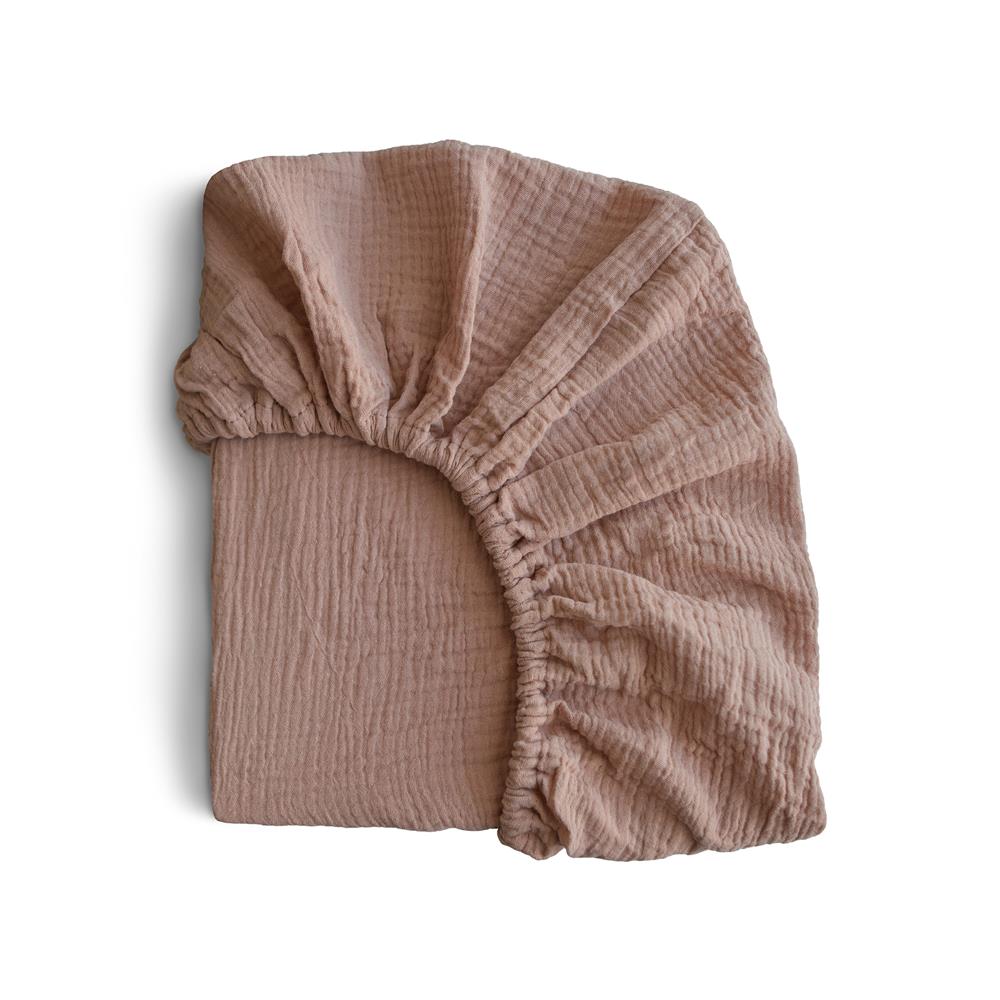 Mushie Musselin-Kinderbettlaken, Natural, 100x40cm Spannbettlaken