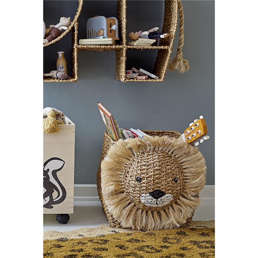 Bloomingville MINI Harrison Aufbewahrungskorb Natur Bankuan Grass Kinderzimmer Spielzeugkorb Löwe