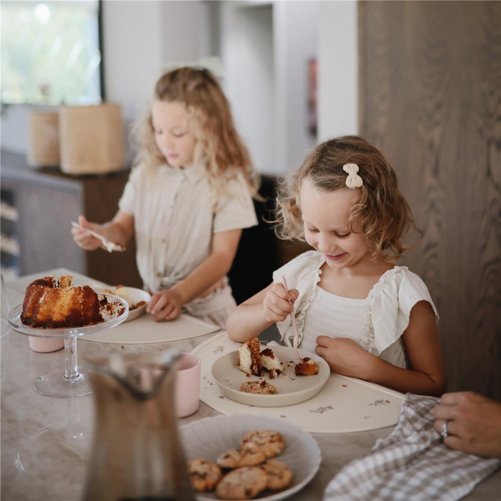 Mushie Silikon-Platzdeckchen, Pink Flowers, Tischset, BPA-frei