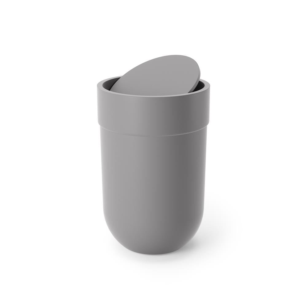 Umbra Touch Abfalleimer 6 L mit Schwingdeckel, in Grau, Kosmetikeimer, Papierkorb, Badezimmereimer