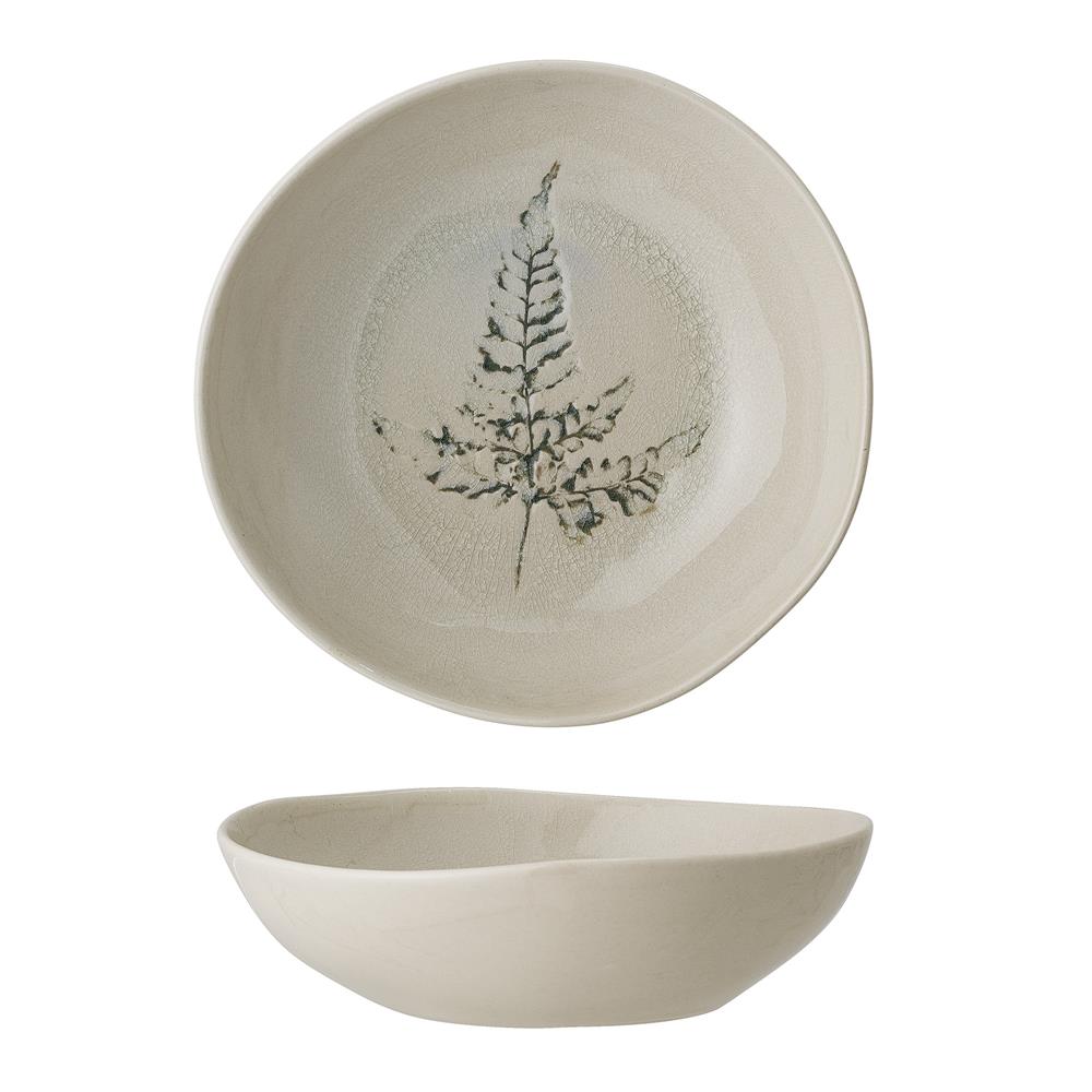 Bloomingville Bea Suppenteller, Natur, 21cm, Steingut, mit Blumenmotiv, dänisches Design