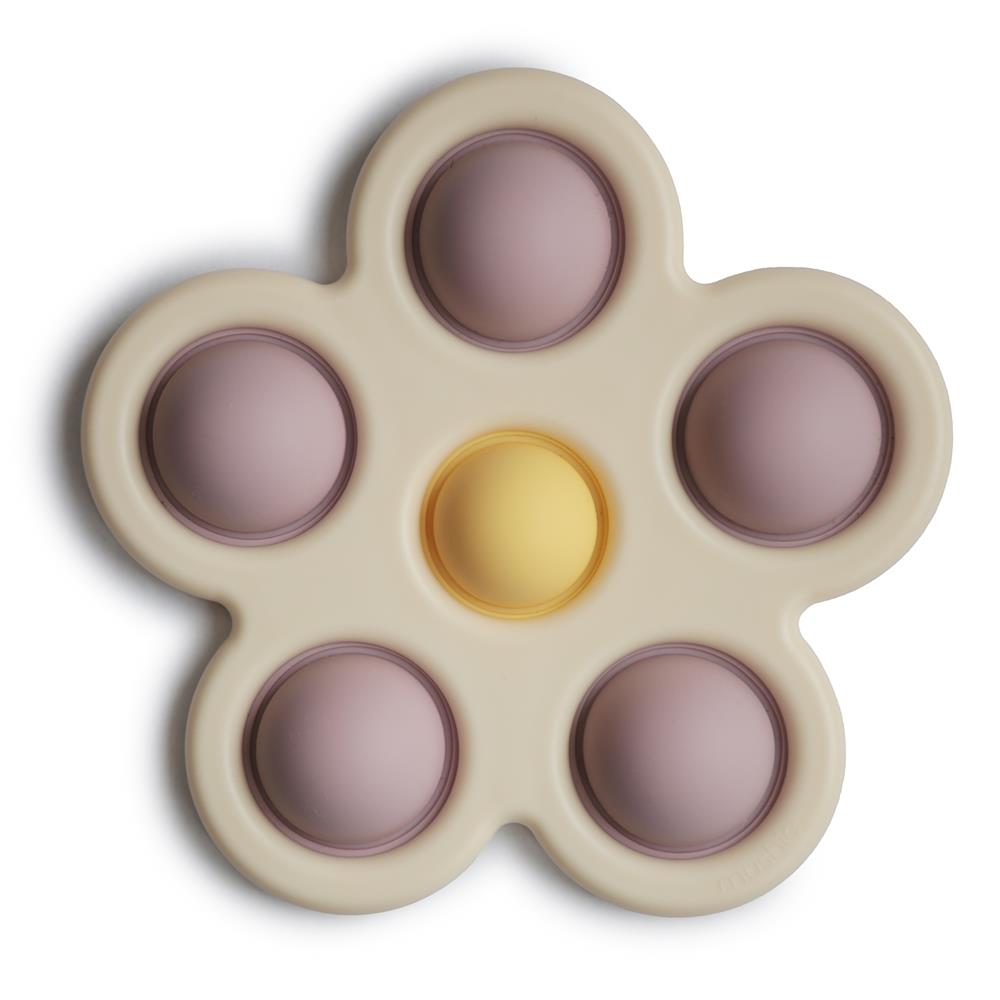 Mushie Sensorik-Spielzeug Blume, Soft Lilac, aus Silikon, BPA-frei