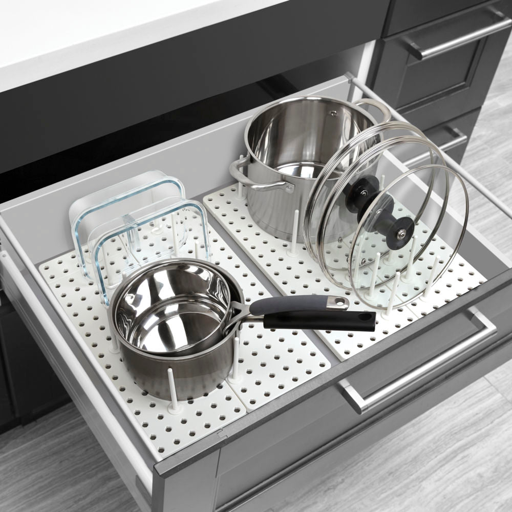 Umbra Peggy Einsatz für Küchenschränke und Schubladen 45x15x10cm verstellbar 2er Set Weiß