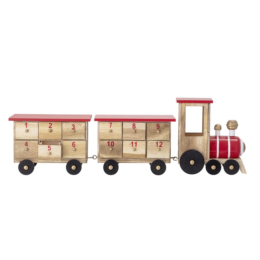 Bloomingville Adventskalender Eisenbahn – Holz-Zug Grunk mit 24 Boxen zum Befüllen, dänisches Design