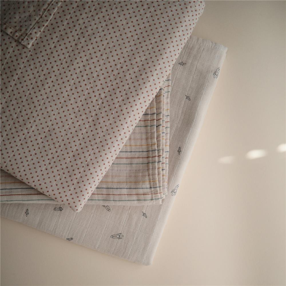 Mushie Musselin-Baby-Wickeldecke, Caramel Polka Dots, Pucktuch aus 100% Bio-Baumwolle