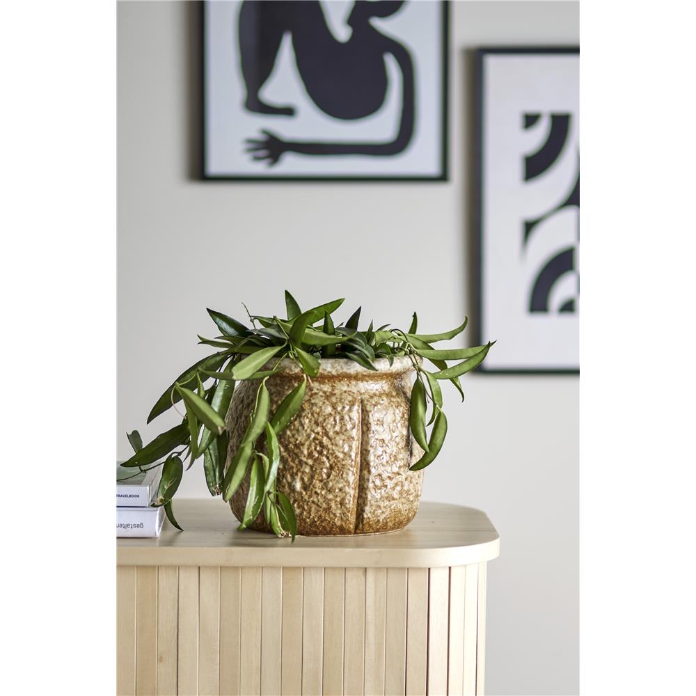 Bloomingville Ritza Blumentopf in Braun, 20,5x18 cm, aus Steingut