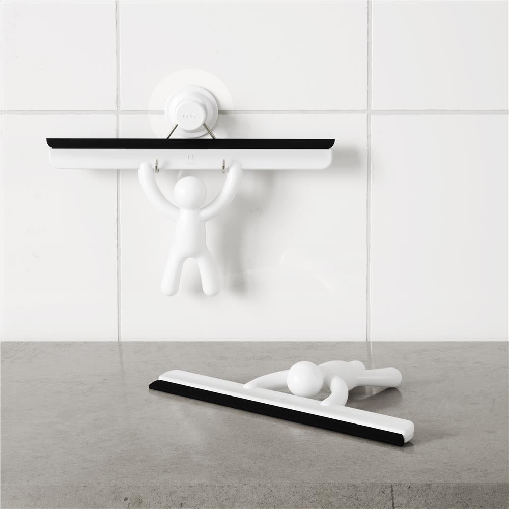 Umbra Buddy Duschabzieher zum Kleben, Fensterabzieher mit Silikonkante in Weiß