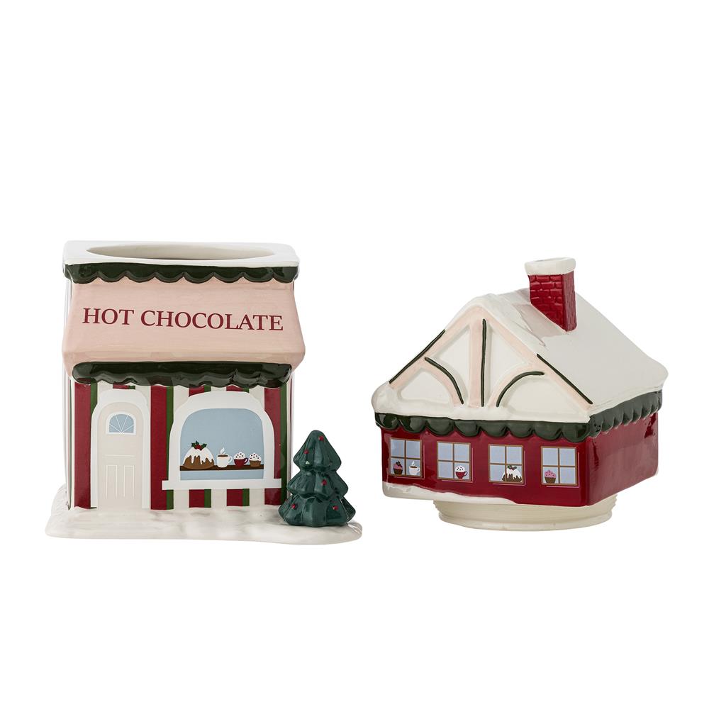 Bloomingville Gloria Vorratsdose Haus Rot Keramik 2500 ml Weihnachtsdeko