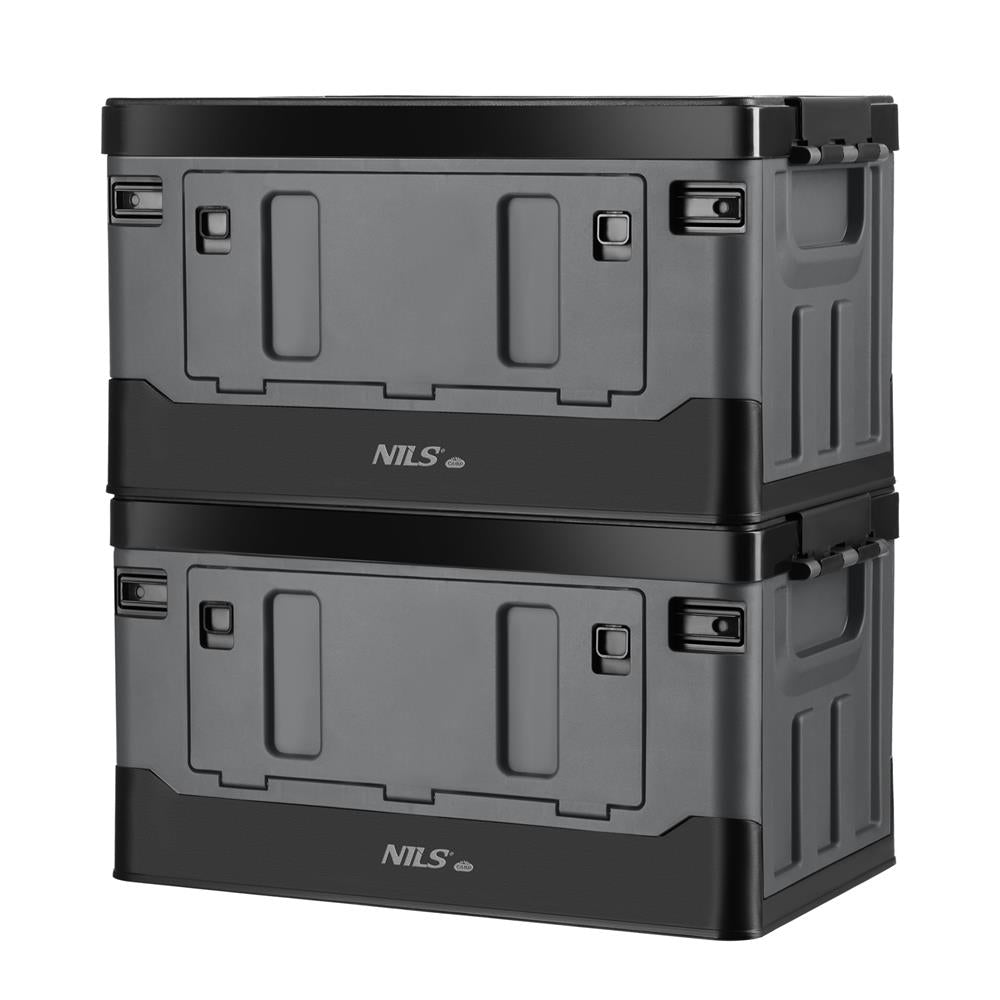 NILS CAMP Transportbox 38L Grau-Schwarz - klappbare Campingbox für Camping, Auto & Haushalt
