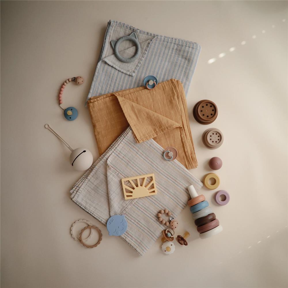 Mushie Musselin-Baby-Wickeldecke, Fall Yellow, Pucktuch aus 100% Bio-Baumwolle