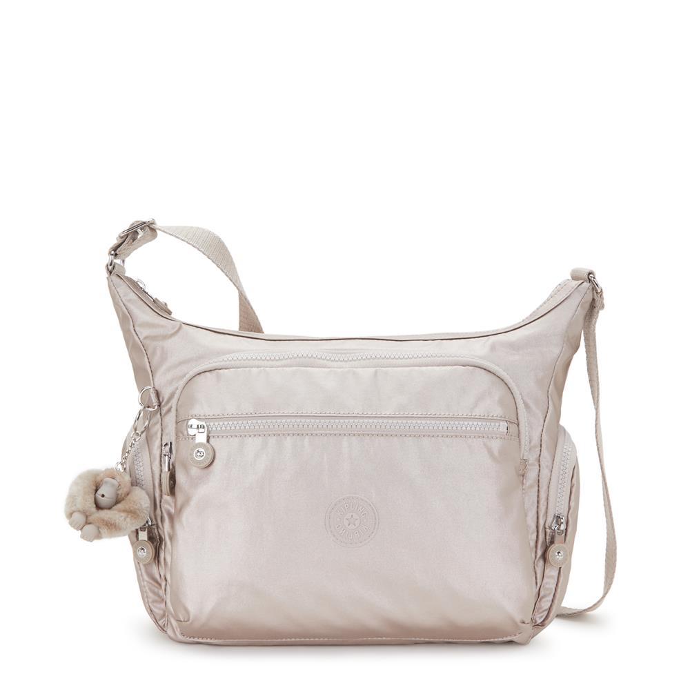 Kipling GABBIE Mittelgroße Schultertasche Metallic Glow leicht wasserabweisend