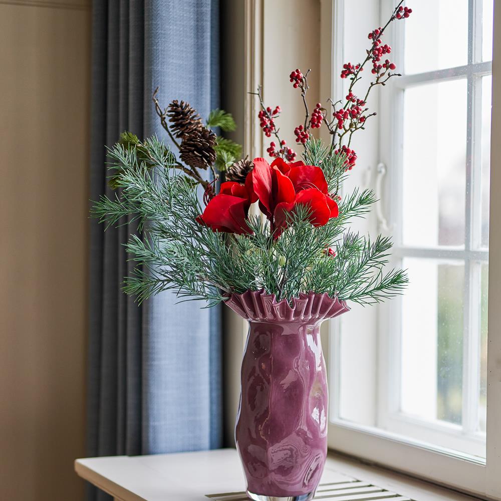 Bloomingville Sima Vase Violett Glas Dekovase mundgeblasen 33 cm