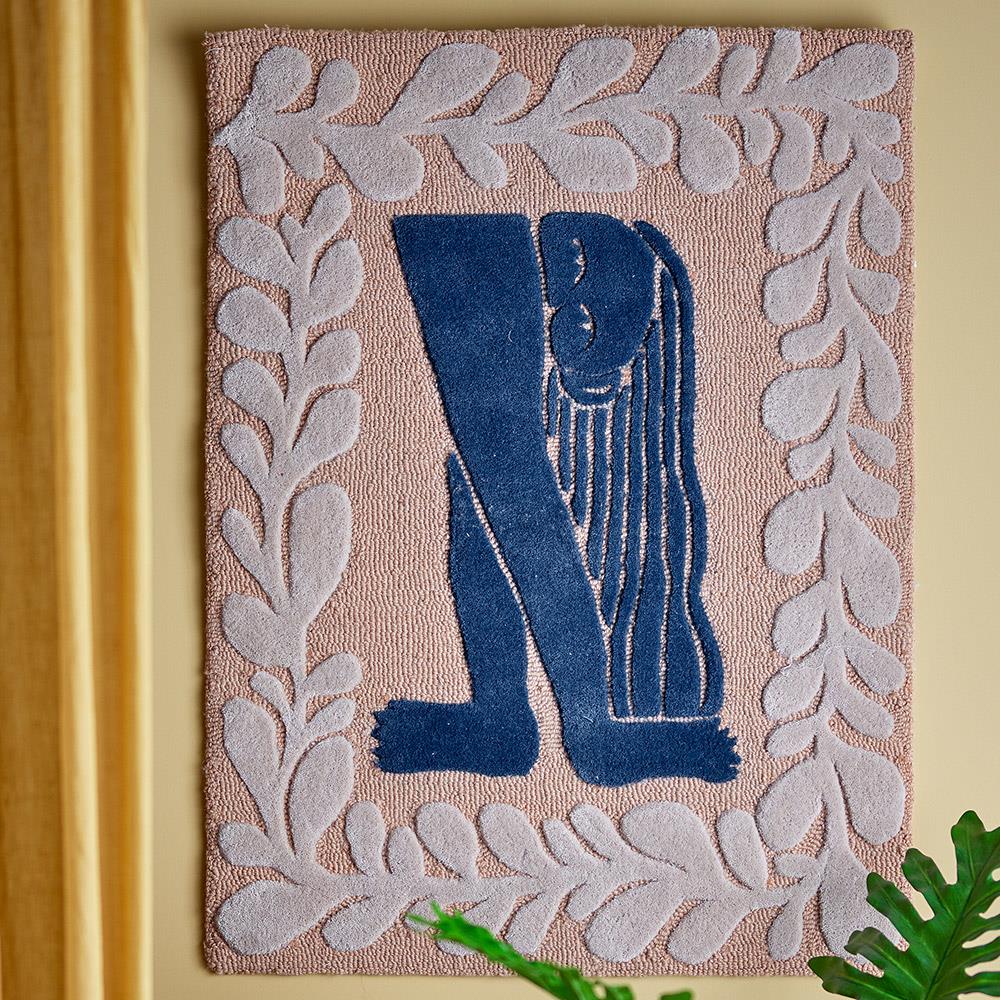 Bloomingville Atle Wanddekoration, Braun, Wolle, 93x70 cm, getuftet, vielseitig als Teppich nutzbar