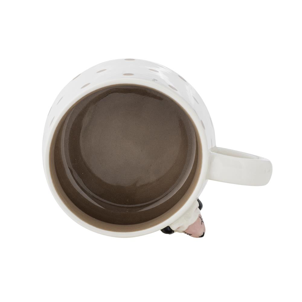 Bloomingville MINI Dolly Tasse mit Schaffigur verziert, Steingut, Kindertasse, dänisches Design