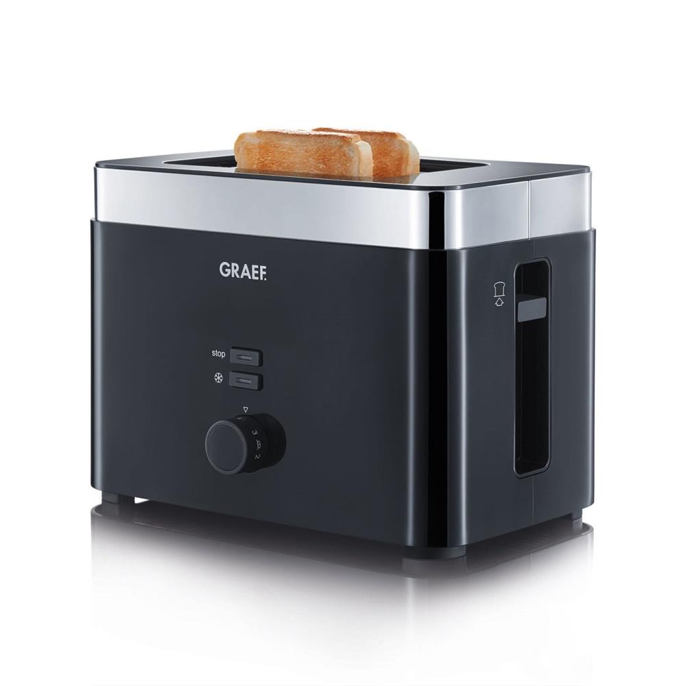 Graef TO62 2-Scheiben-Toaster Schwarz Brötchenaufsatz Auftaufunktion wärmeisoliertes Gehäuse