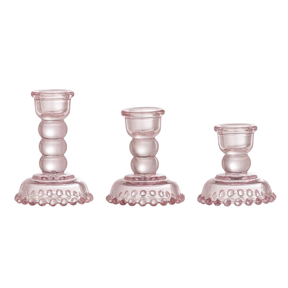 Bloomingville Delphia Kerzenhalter 3er Set Rose – Glas, dekorativ & vielseitig