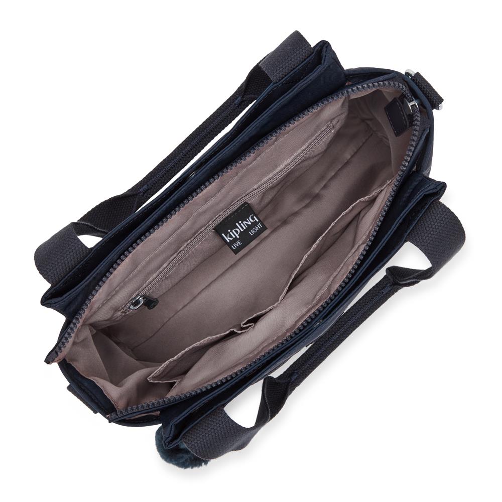 Kipling ELYSIA, mittelgroße Schultertasche, Blue Bleu 2 (blau), Umhängetasche mit vielen Fächern