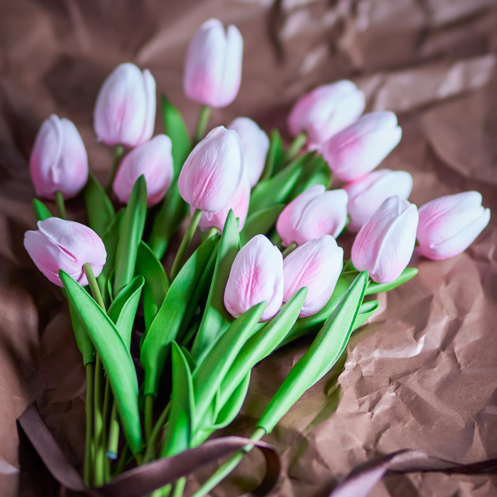 Bloomingville Tulip Blumenstrauß Tulpen in Rosa Kunstblumen Deko Strauß 32 cm