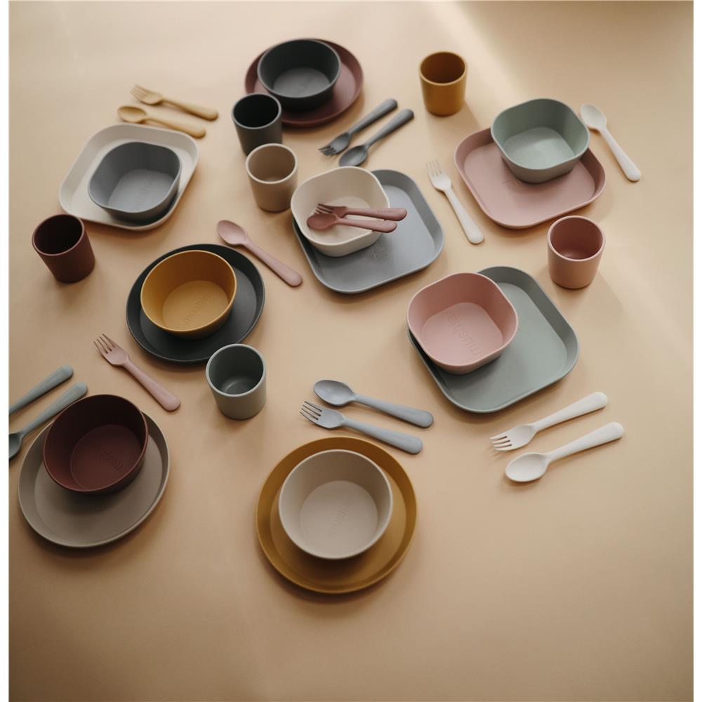 Mushie Kinderschüssel 2er Set, Smoke, rund, BPA-frei