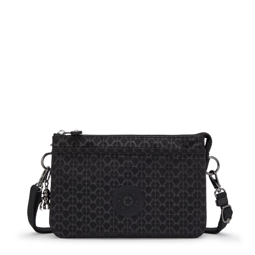 Kipling RIRI Kleine Umhängetasche, Schultertasche in Signature Emb (schwarz)
