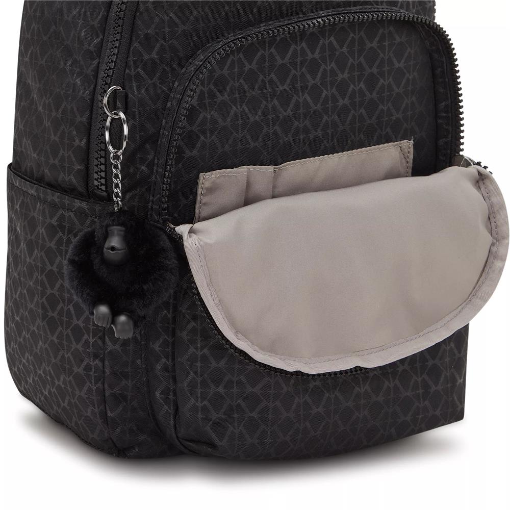 Kipling SEOUL S, Kleiner Schulrucksack mit 11-Zoll-Tabletfach, 14L, Signature Emb (schwarz)