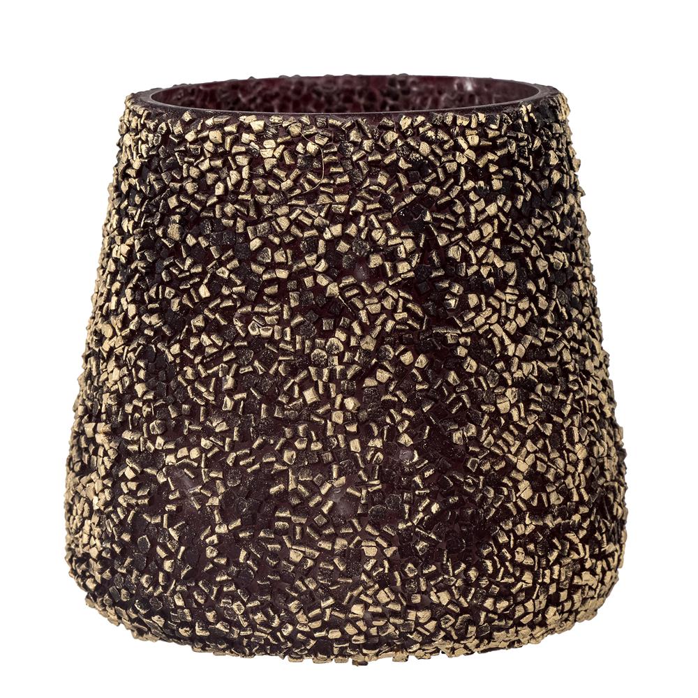 Bloomingville Filiz Teelichthalter – Gold, aus recyceltem Glas mit Mosaikfinish