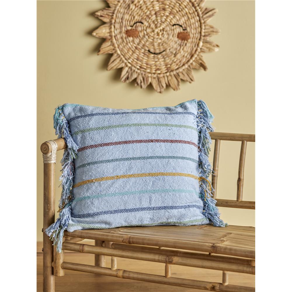 Bloomingville MINI Frey Kissen, Blau, Recycelte Baumwolle, 45x45 cm, Kinderzimmer, dänisches Design